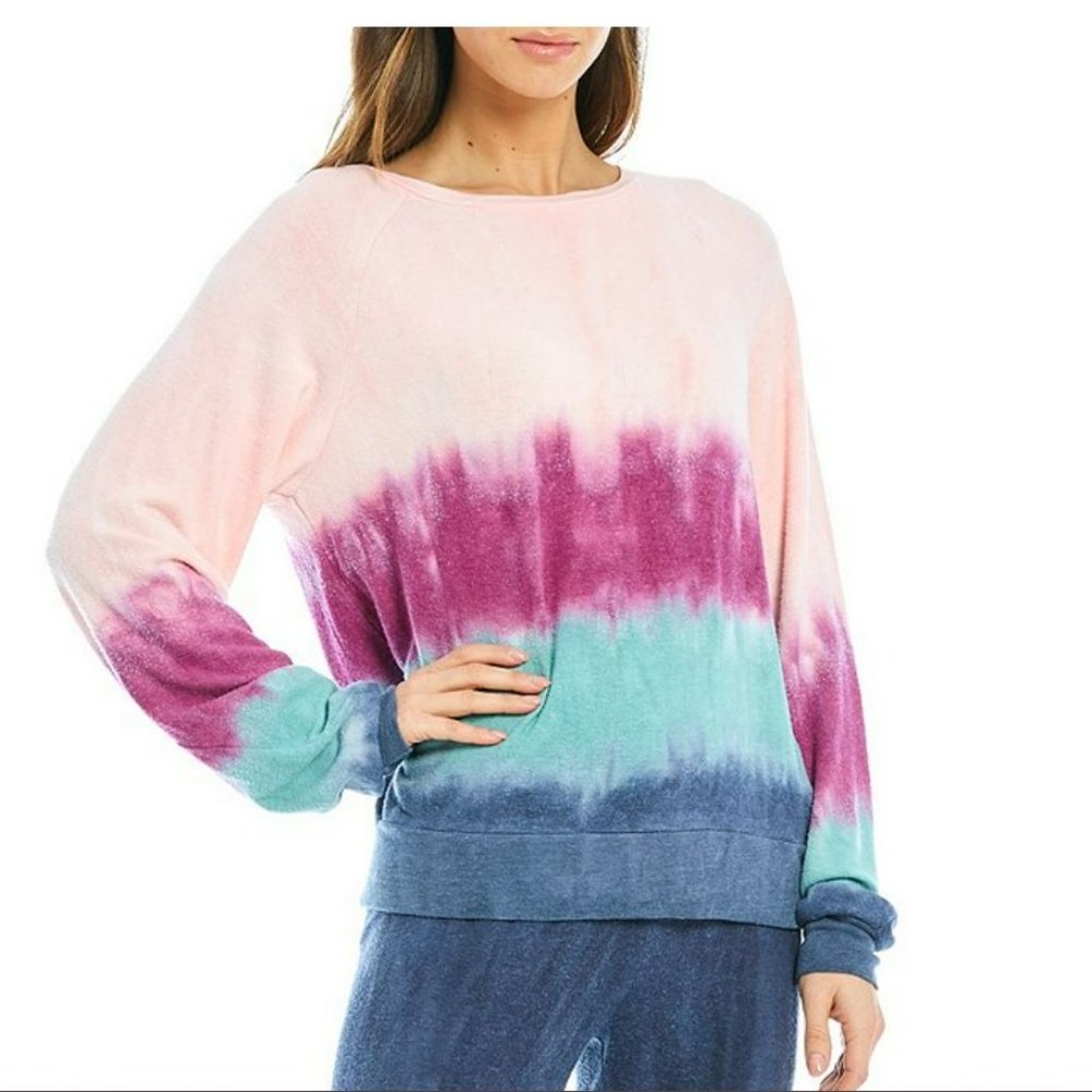 Wildfox Pink Raglan BBJ Tie Dye Sweatshirt